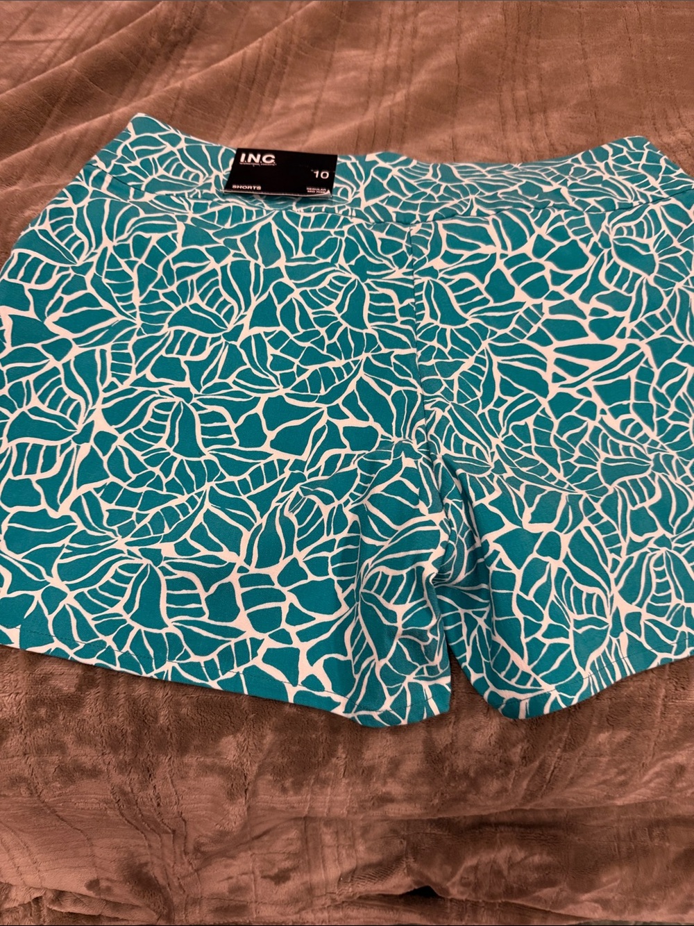 INC International Concepts Teal & White Printed Shorts